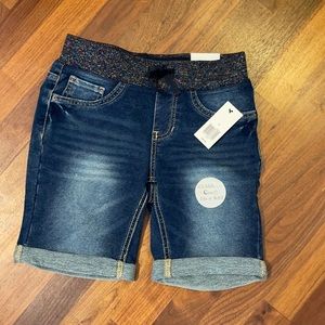 Girls elastic jean shorts